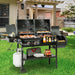 2-Burner Gas and Charcoal Combo Grill with Offset Smoker & Side Burner, 34,000 BTU Dual Fuel Grill, 1020 Sq. In. Cooking Area, Ideal for Outdoor Cooking, Black, ZH3005Y-SC