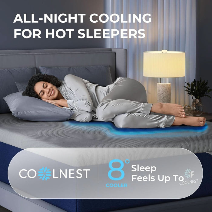 Coolnest Queen Mattress, 14 Inch Cooling Gel Queen Size Memory Foam Mattress for Cool Night Sleep, 5-Zone Ergo Support for Pressure Relief, Medium Firm, Certipur-Us Certified