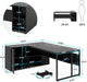 Large Executive Desk with File Cabinet, 71 Inch L Shaped Computer Desk Office Desk with Drawers and Storage Shelves, Business Furniture Desk Workstation for Home Office, Black