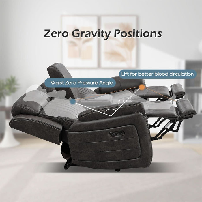 Zero Gravity Power Reclining Loveseat with Console, Reclining Loveseat with Adjustable Headrest, Power Loveseat Recliner Sofa with USB & Type-C Ports for Living Room (Badlands Charcoal)