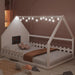 Full Size Montessori Floor Bed LEDIlluminated White