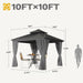 10X10Ft Hardtop Gazebo Double Roof Hardtop with Nettings and Curtains, Heavy Duty Aluminum Frame Galvanized Steel Outdoor for Patio, Backyard, Deck, Lawns, Grey