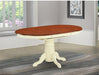 AVT-WHI-TP Avon Dining Table - an Oval Wooden Table Top with Butterfly Leaf & Pedestal Base, 42X60 Inch, Buttermilk & Cherry