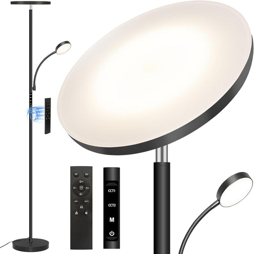Floor Lamp-42W/4200Lm Super Bright Floor Lamp,Dimmable 2-In-1 LED Floor Lamp for Bedroom,Torchiere Floor Lamps with Remote & Touch Control,69" Tall Standing Lamp for Living Room,Office,Reading,Black