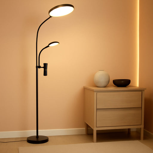 Floor Lamp-42W/4200Lm Super Bright Floor Lamp,Dimmable 2-In-1 LED Floor Lamp for Bedroom,Torchiere Floor Lamps with Remote & Touch Control,69" Tall Standing Lamp for Living Room,Office,Reading,Black