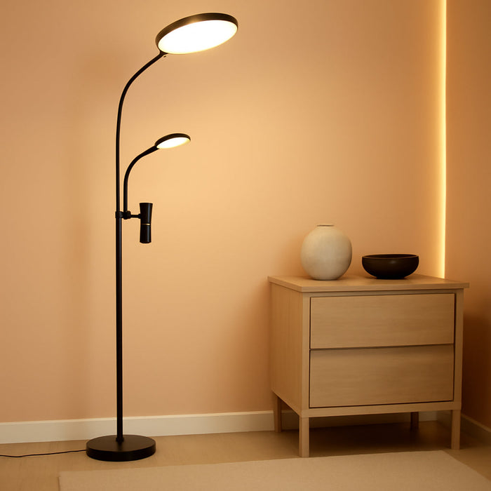 Floor Lamp-42W/4200Lm Super Bright Floor Lamp,Dimmable 2-In-1 LED Floor Lamp for Bedroom,Torchiere Floor Lamps with Remote & Touch Control,69" Tall Standing Lamp for Living Room,Office,Reading,Black