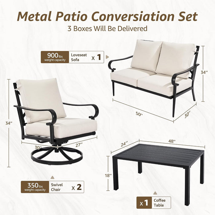 4 Piece Vintage Patio Furniture Set, Patio Conversation Set with 2 Rockers