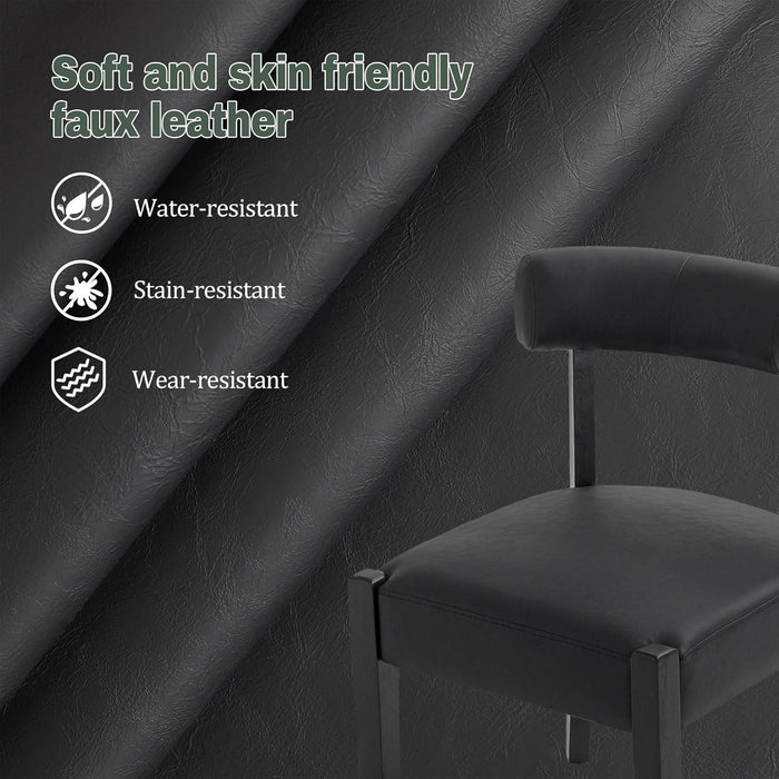 Black Dining Chairs Set of 4, Modern Faux Leather Kitchen & Dining Room Chairs, Upholstered Wooden Mid Century Dining Chairs Low Back