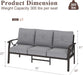 Patio 3 Seats Sofa, All-Weather Outdoor Couch, Patio Furniture Sofa,Khaki Metal Furniture with Gray Cushions
