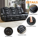 Faux Leather Power Reclining Sofa, Electric 3 Seat Recliner Sofa Chair with USB and Type-C Charging Ports, Overstuffed Armrest and Backrest, Couch Furniture for Living Room, Black