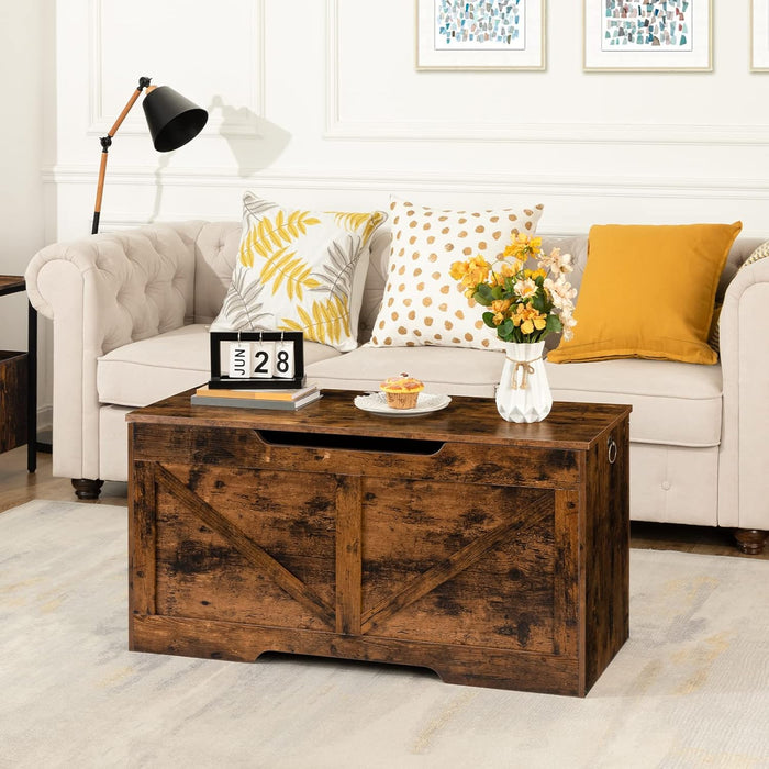 Storage Bench 39.4 Inch RusticWood Brown Organizer