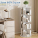 4 Tier Rotating Bookshelf Tower, Spinning Bookshelf for Small Space | 360° Display Revolving Bookcase Lazy Susan, Freestanding Vertical Corner Book Shelf for Bedroom, Living Room, Entryway, White
