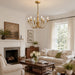 Farmhouse Vintage Antique Brass Chandelier: Distressed Gold Candle Fixture
