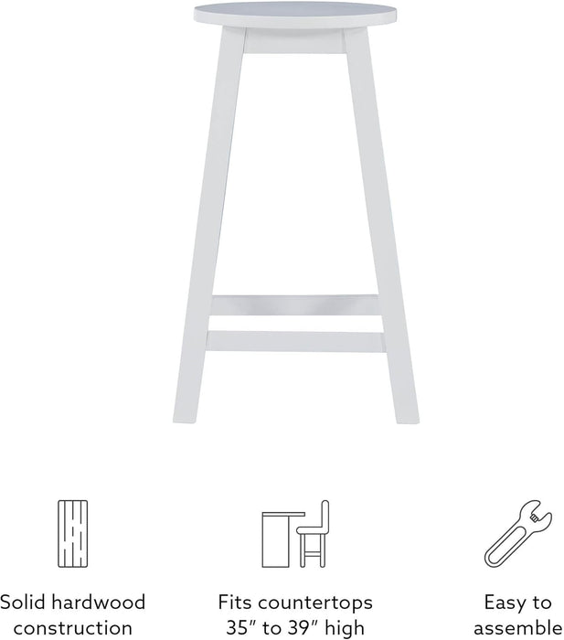 Zeke White 24" Counter Stool with round Seat