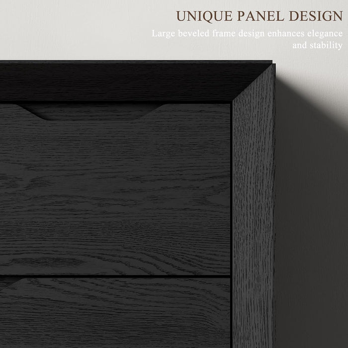 Black 6 Drawer Dresser for Bedroom, 47.4" Tall Chest of Drawers