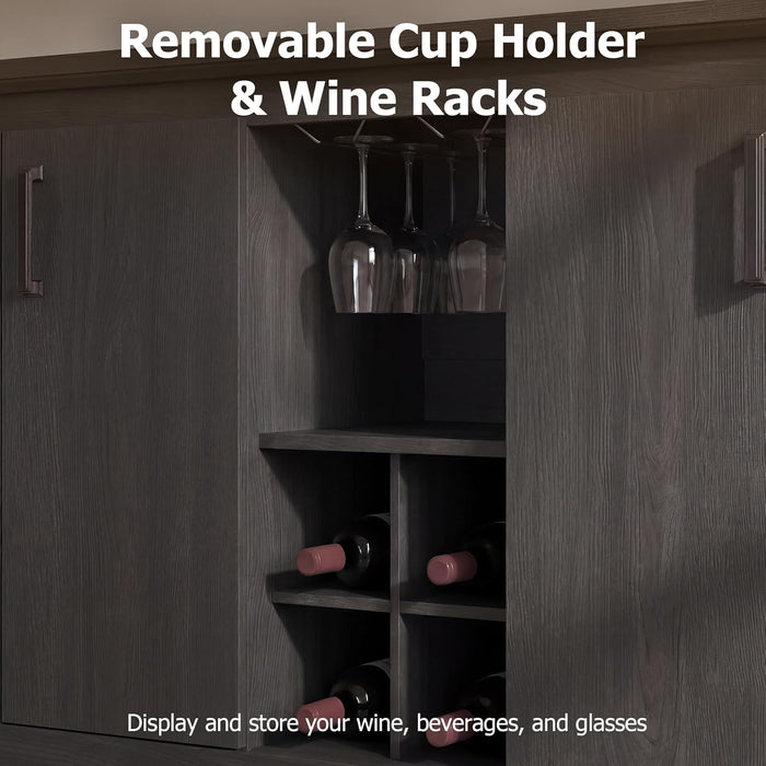 Sideboard Buffet Cabinet with Storage, Charging Station, Wine Rack