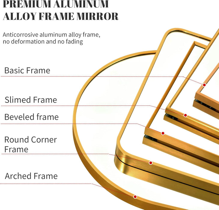 71" X 32" Large Full Length Mirror with Stand, Gold Wall Mounting Full Body Mirror, Metal Frame Full-Length Tempered Mirror for Living Room, Bedroom