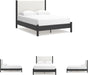 Signature Design by Ashley Cadmori Modern Queen Upholstered Platform Bed, Foundation or Box Spring Not Needed, Black & White
