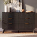 Fluted Dresser for Bedroom, 47.2" Wide Chest of 6 Drawers, Black