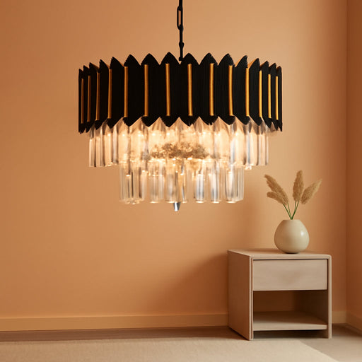 Black and Gold Crystal Chandelier - Modern Crystal Chandelier, W24