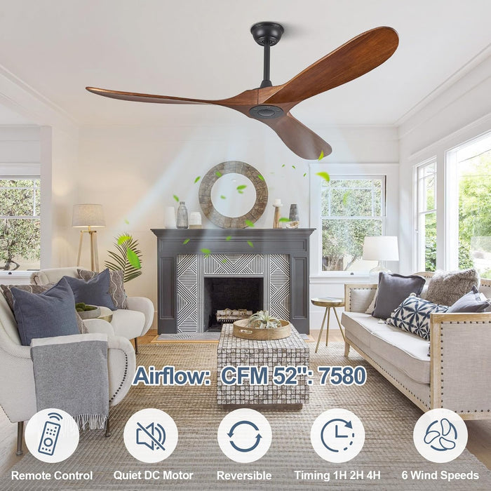Precision Engineered Solid Wood Ceiling Fan Walnut