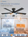 52Inch Ceiling Fans with Lights, Low Profile Ceiling Fan with Pull Chain and Remote Control, Flush Mount, Reversible, Dimmable, Noiseless, Black Pull Cord Ceiling Fan for Bedroom