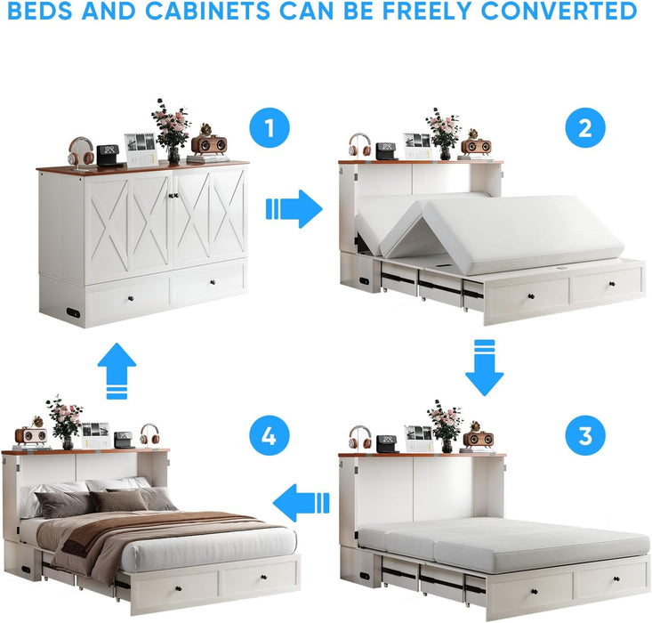 White Queen Murphy Versatile CabinetBed With Mattress