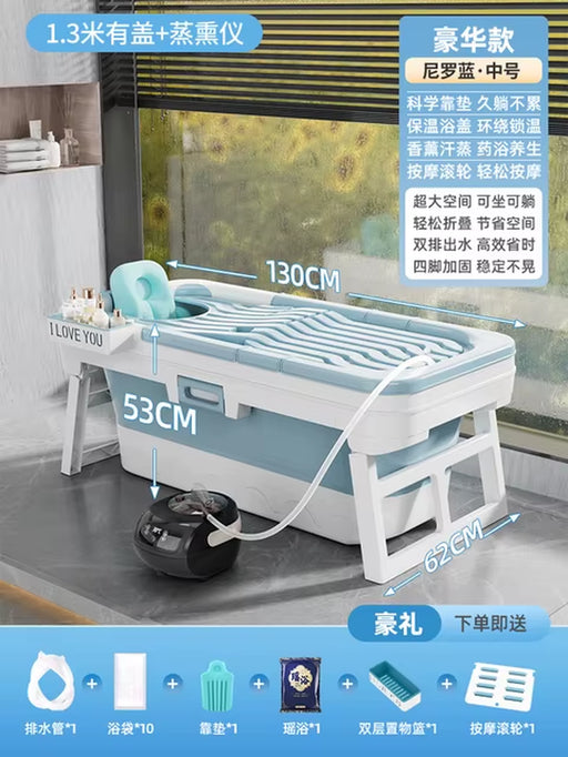 Portable Folding Bathtub for Adults Hot Bath Spa Plastic Bathtubs Children Swimming Pool Bucket Sauna Lid Cover House Bath Tub Z