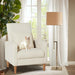 Beige Upholstered Accent Chair With Ergonomic Back