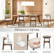 Wooden Dining Chairs Set of 6, Modern Upholstered Fabric Dining Room Chair, Farmhouse Kitchen Side Chairs with Foot Pegs, Beige