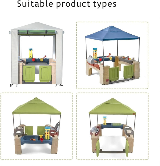 Outdoor Kids Playhouse Cover 600D Heavy Duty Waterproof Play House Covers Suitable for All around Playtime Patio with Canopy Playset （49.5" W X 49.5" D X 60.2" H ）Beige