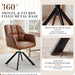 Comfy Leather Desk Chair Modern Computer Task Chair No Wheels Swivel Accent Chair with Mid Back Arm Chair for Living Room/Bedroom/Home Office, PU Brown