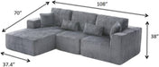 108 Inch Cloud Sectional Sofa Grey UltraSoftChenille