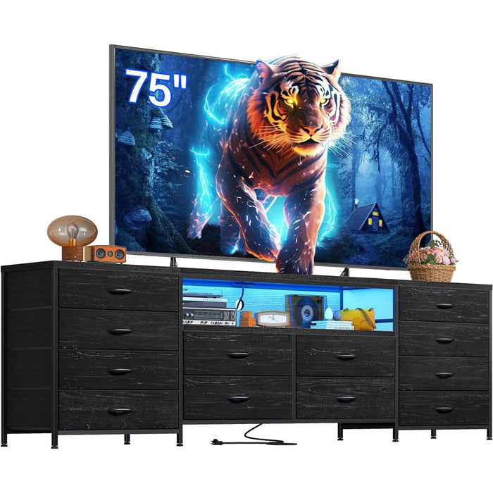 Black Dresser with 75" TV Stand