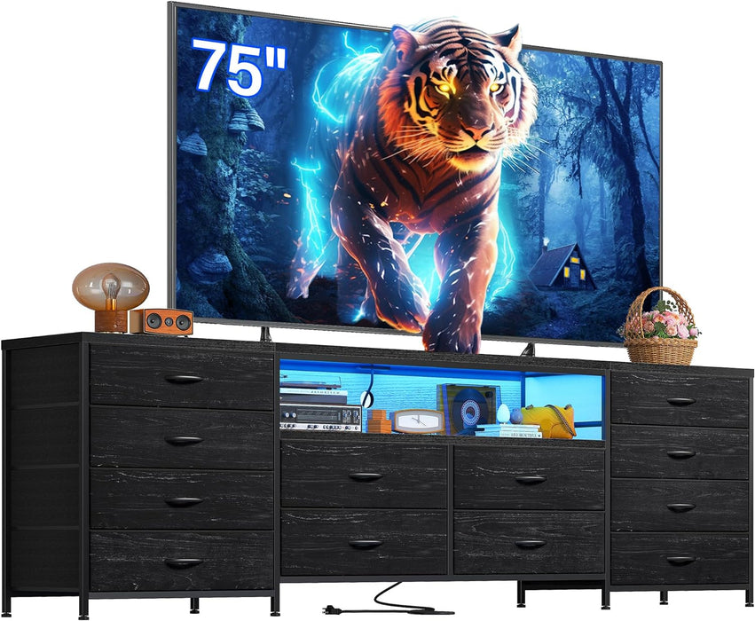 Black Dresser with 75" TV Stand