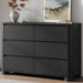 Black Dresser for Bedroom with 6 Drawers, 47" W Modern Chest of Drawers with Unique Thickened Foot, Rounded Corner Design, Wooden Dresser Organizer for Bedroom, Living Room, Hallway