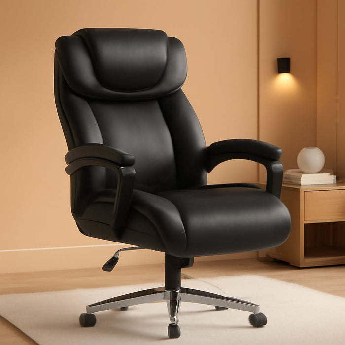 Hercules Series High-Back Swivel Leathersoft Office Chair, Ergonomic Executive Chair with Headrest and Adjustable Height, Black