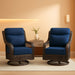 3 Pieces Outdoor Swivel Rocker Chairs with Rattan Side Table