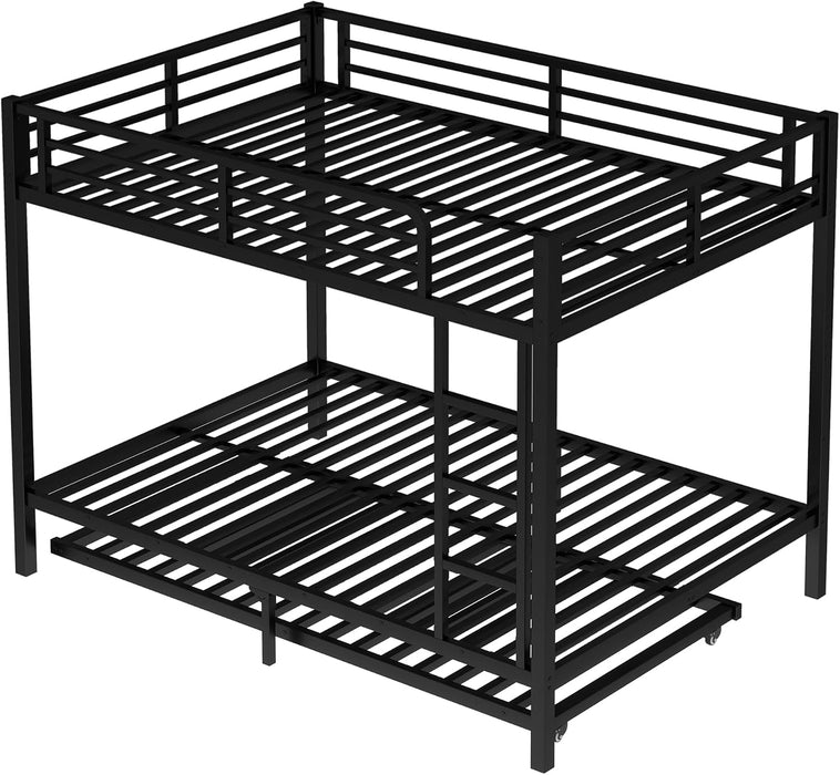 FullOverFull BunkBed ConstructionGrade HeavyDuty WithGuardrails Black Trundle