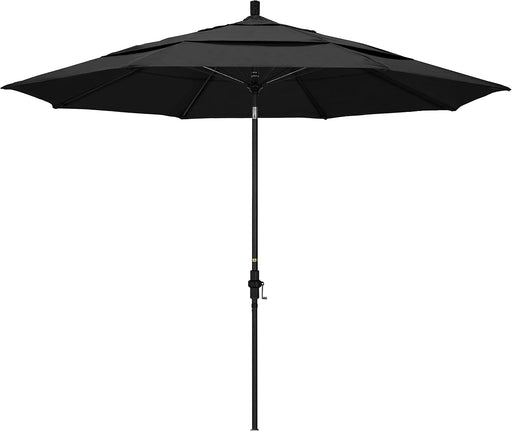 11' round Crank Lift, Collar Tilt, Aluminum Pole, Fiberglass Rib Patio Umbrella, Black Finish, Black
