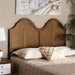 Modern Rattan Queen Size Arched Headboard in Walnut