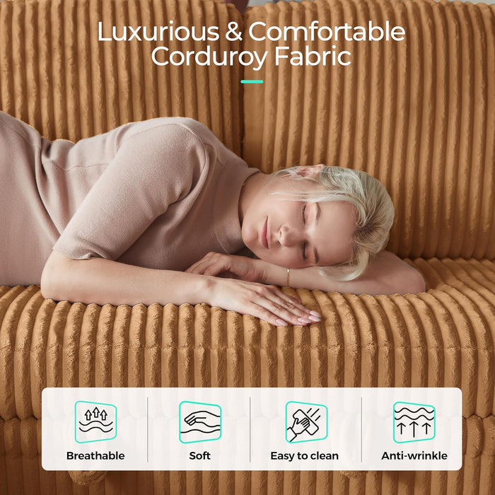 Brown UShaped Convertible Sectional Sofa Bed USBPort