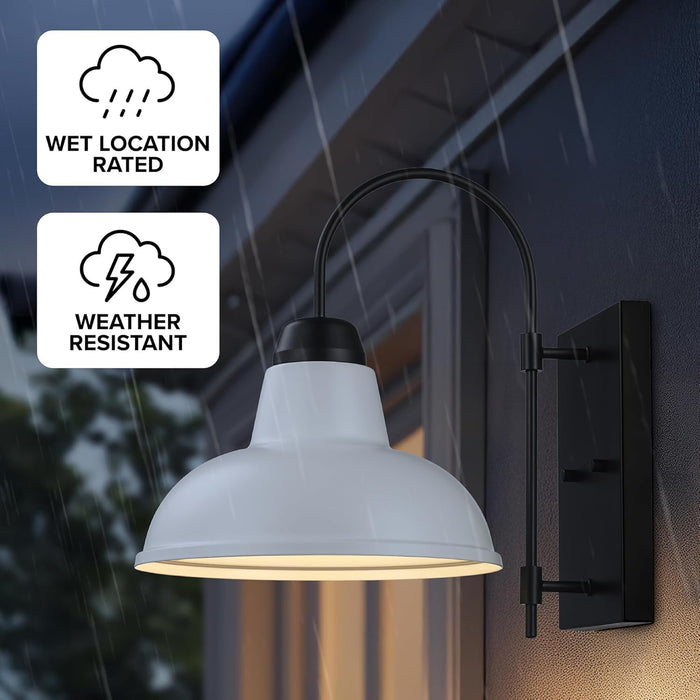 Asher Hamilton Hawthorne Outdoor Wall Lamp | White Finish | 11X11 Inch Exterior Wall Sconce | Wet Rated | E26 Bulb Compatible | Metal Construction for Porch, Patio, Garage (White, 11-Inch)