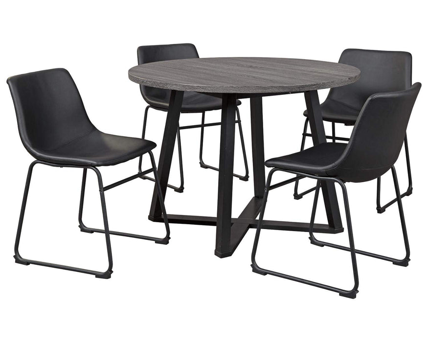 Centiar Mid Century round Dining Room Table with Metal Legs, Gray & Black