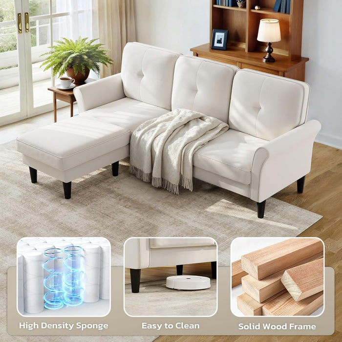 Beige 83Inch Contemporary Sectional Sofa With Ottoman