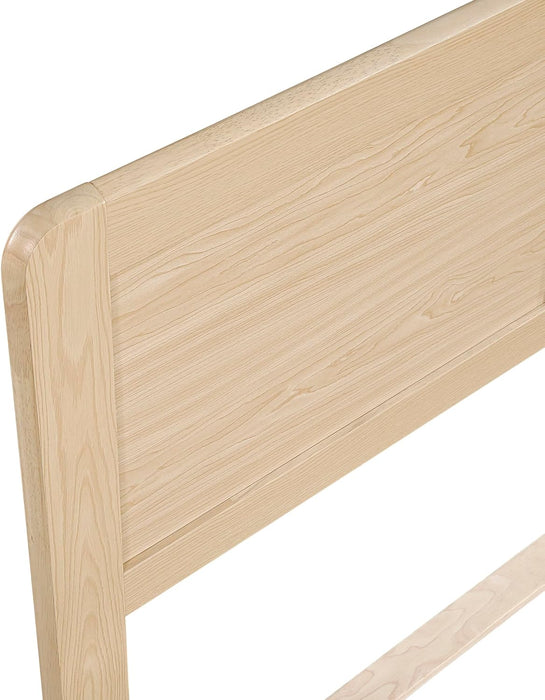 Queen Platform Bed, Faux Wood Veneer Platform Bed Frame with Panel Headboard, Strong Wooden Slats Support, No Box Spring Required, Easy Assembly, Natural