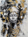 Black Woman Painting with Gold Foil - Hand Painted African American Canvas Wall Art for Living Room, Bedroom, and Hallway Decor