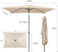 6.5 X 10 FT Rectangular Patio Umbrella - Rectangle Umbrella Outdoor with Tilt and Crank, UV Protection, Table Umbrella for Deck, Backyard, Pool and Beach, Beige
