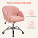 Pink Desk Chair Cute Velvet Chair for Home Office, Vanity Chair with Wheels Armrests Modern Swivel Rolling Chair for Bedroom