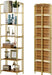 6-Tier Foldable Bookshelf, Gold Frame & Walnut Shelves